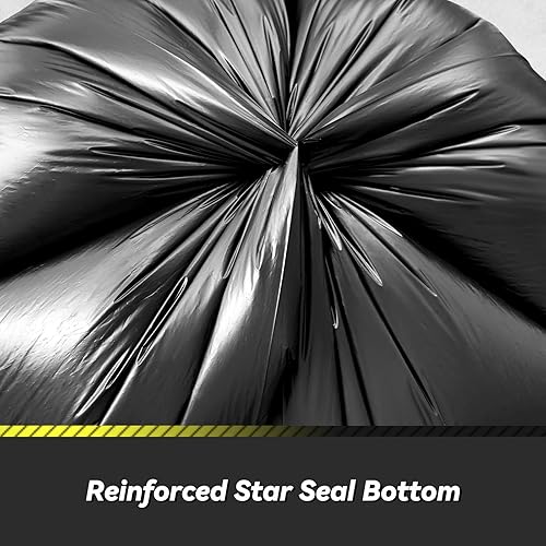 Miniatura 5 de 100 bolsas de basura de 55 a 60 galones, resistentes y resistentes al desgarro, bolsas de basura grandes, bolsas de basura negras grandes para