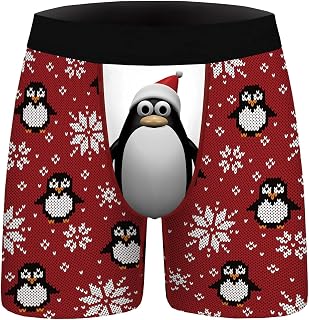 Ainuno Christmas Underwear for Men Hilarious Gag Gifts Funny Novelty Holiday Boxer Briefs No Fly