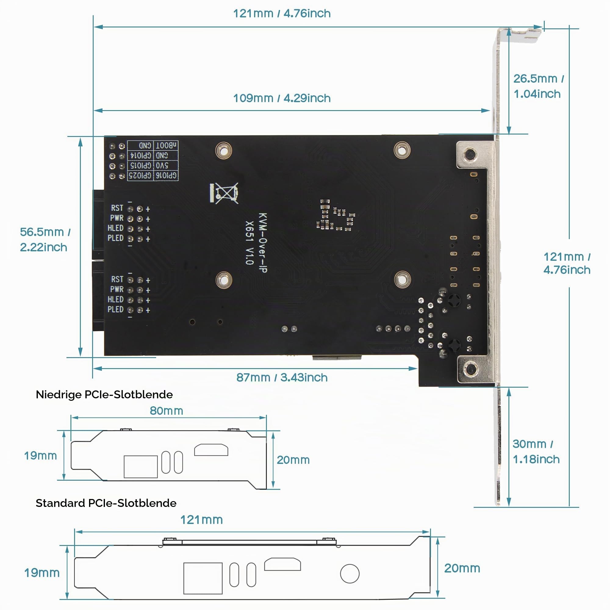 Geekworm X651 KVM Over IP Kit PCIe for Raspberry Pi Compute Module 4 CM4 | Supports KVM V3 OS，Integrated PoE & ATX Control，Video Capture via CSI, Not Include CM4
