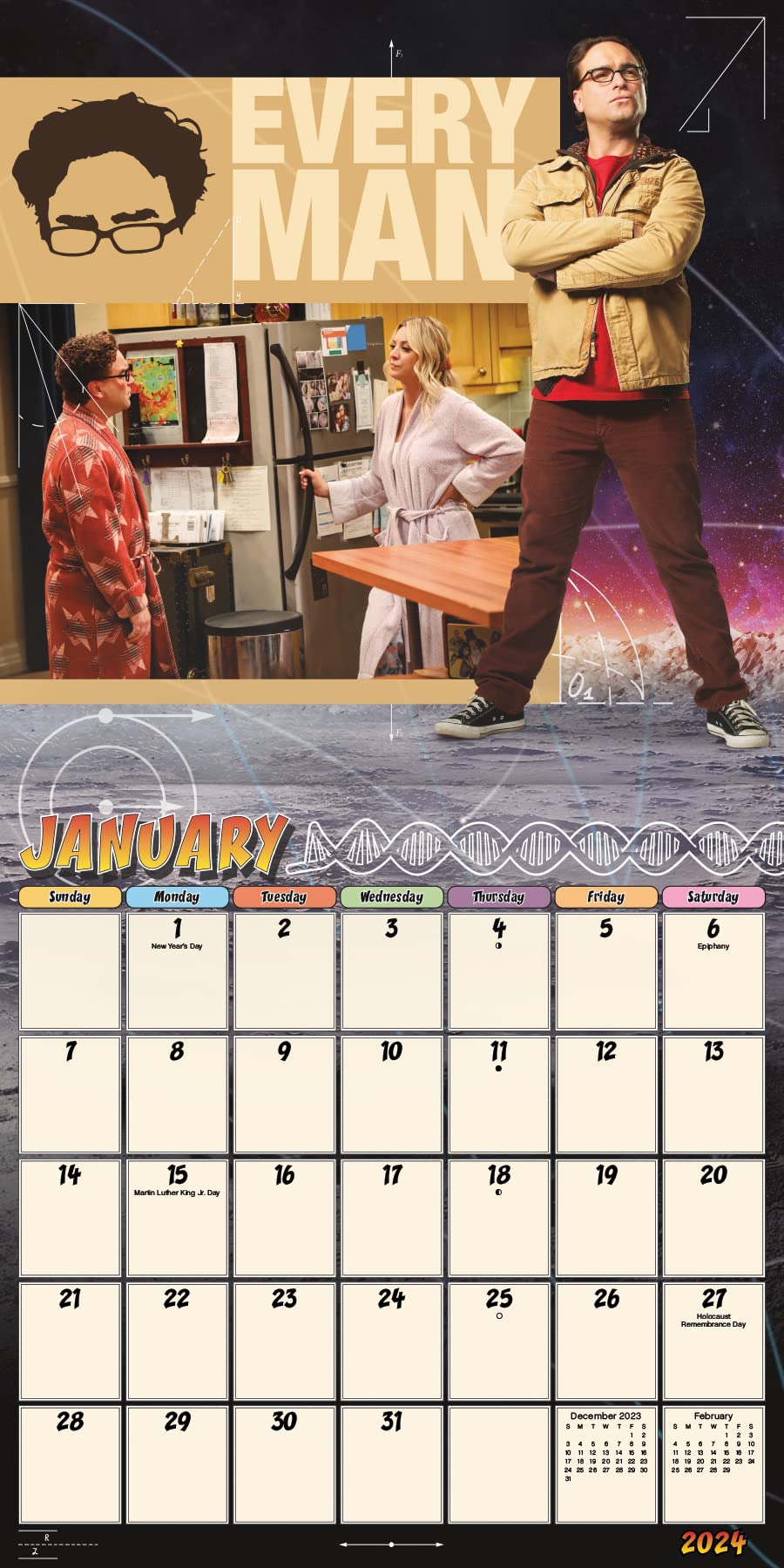 Amazon | 2024年 ビッグバン理論 壁掛けカレンダー | カレンダー