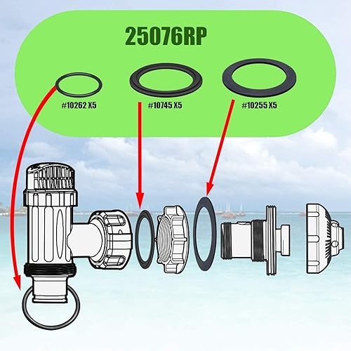 Miniatura 4 de heyous 4 juegos de arandelas de goma con junta tórica para válvulas de émbolo de piscina, reemplazo de junta de repuesto colador grande 10747