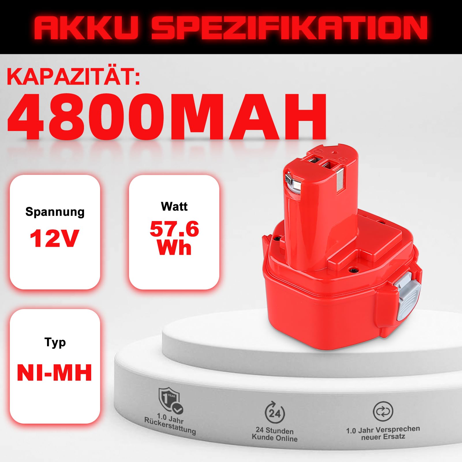 VANTTECH 2 Stück 12V 4,8Ah NI-MH Ersatz für Makita Akku 12V, Kompatibel mit 1220 1222 PA12 1233S 1234 1235 1235B 1235F 192696-2 192698-8 192698-A 193138-9 193157-5