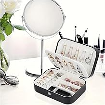 Stylish 2-Layer Canvas Mini Portable Travel Jewelry Organizer Box, Ideal for Earrings, Rings, Necklaces, Bracelets
