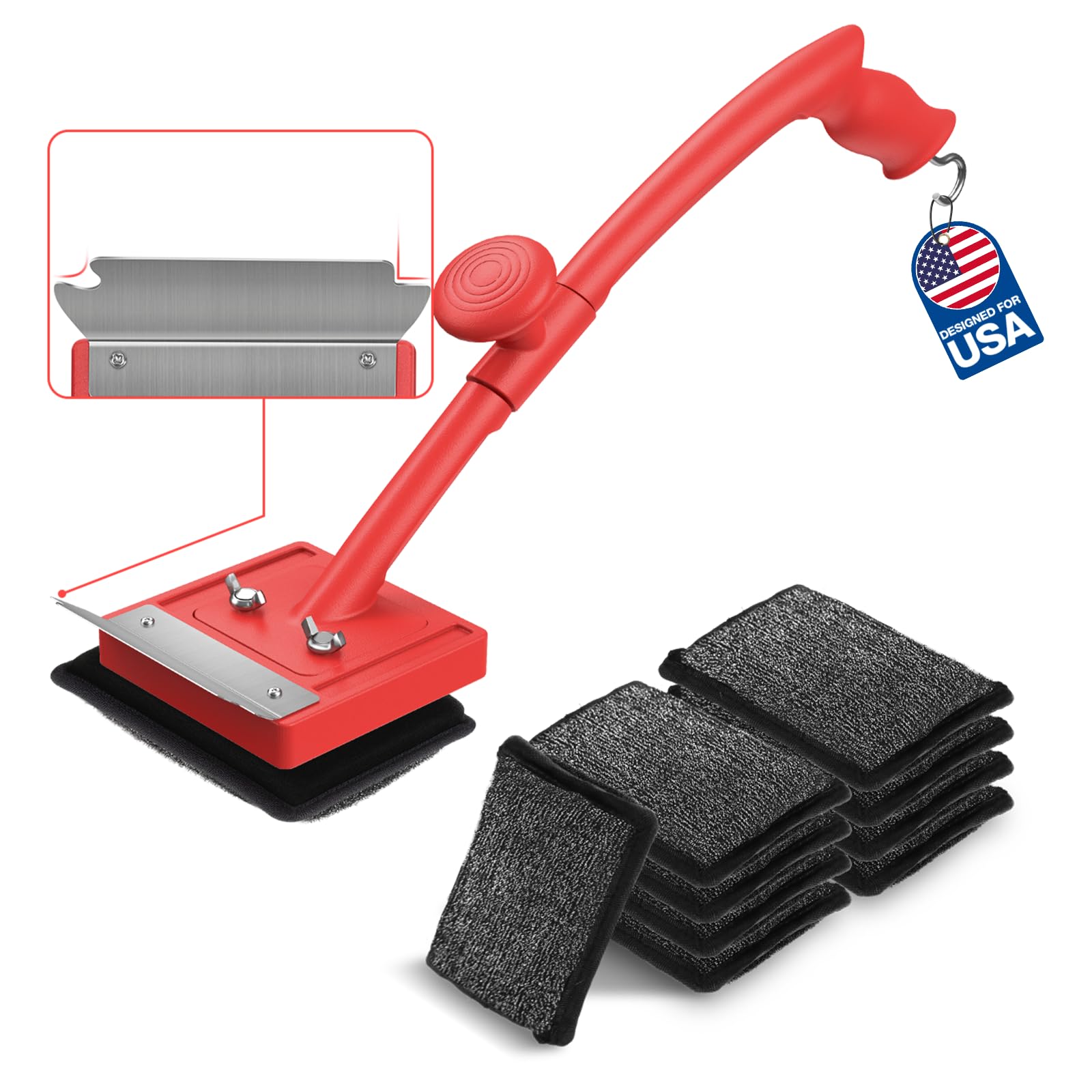 Grillbürste borstenfrei, sicherer Nichtmetalldraht mit Schaber 10 Ersatzköpfe, Dampfgrillrost, Reinigungswerkzeug, Grillreiniger-Zubehör-Set, Outdoor-Gusseisen-Grill-/Grillschrubber