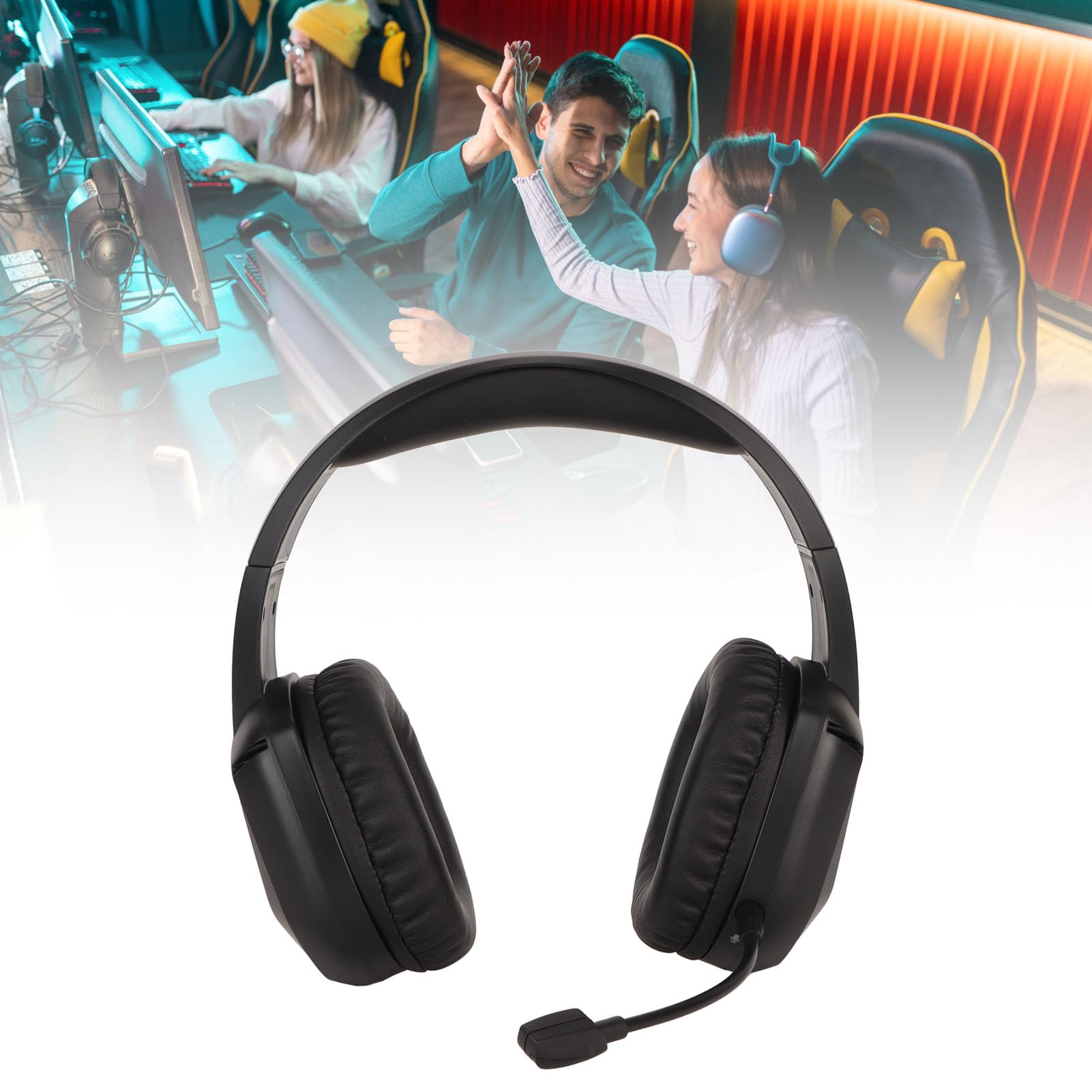 Cuffie da Gioco Wireless 5.2 Cuffie Stereo, Illuminazione RGB Multifunzione, Cancellazione del Rumore, Microfono Staccabile per Computer Portatili Giochi per PC ()