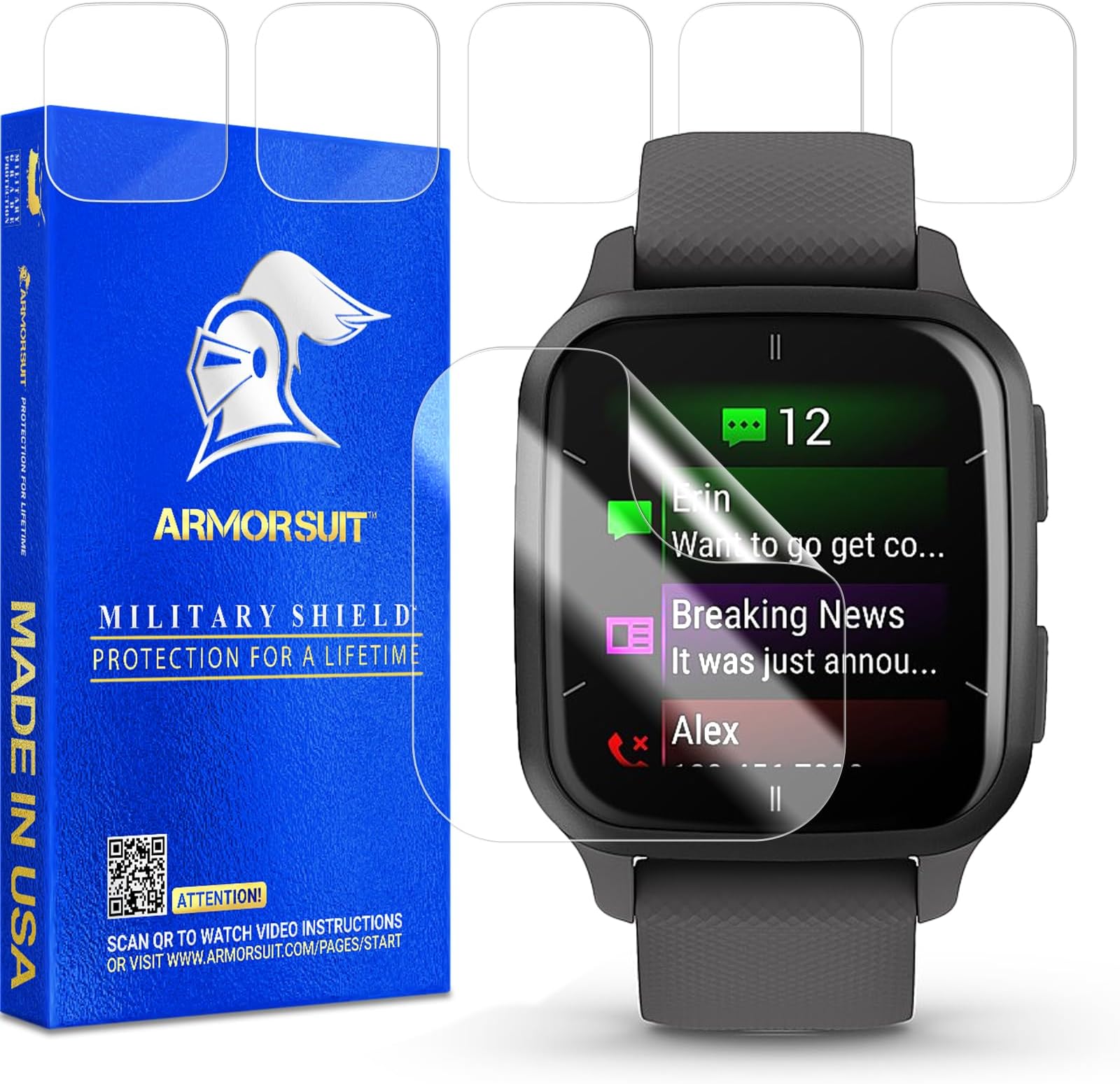 ArmorSuit 6 Pack for Garmin Venu Sq 2 Screen Protector MilitaryShield HD Clear Film - Made in USA