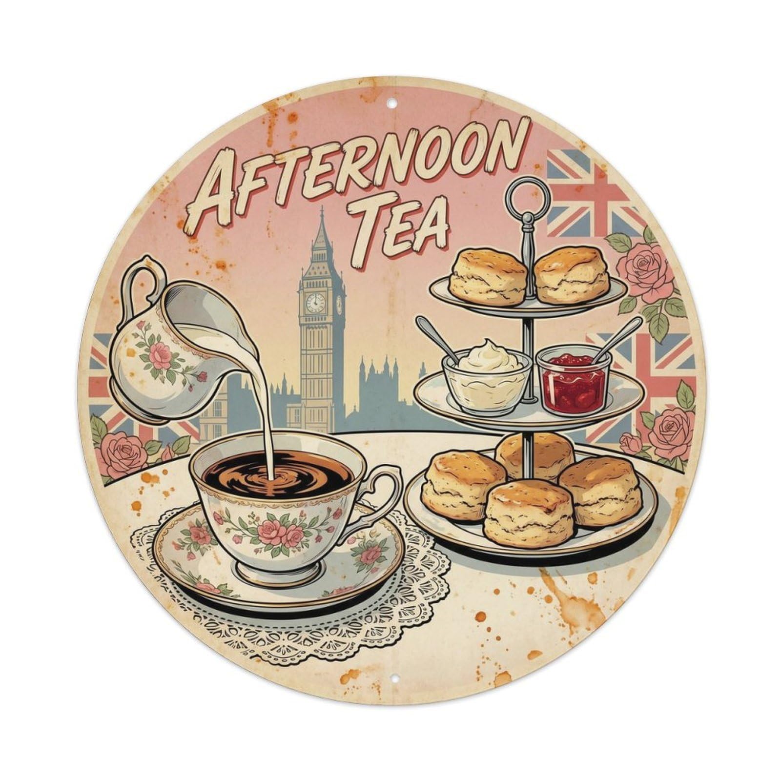 Infusion Bar Tea Cup British Travel Roadside Diner Metal Tin Sign