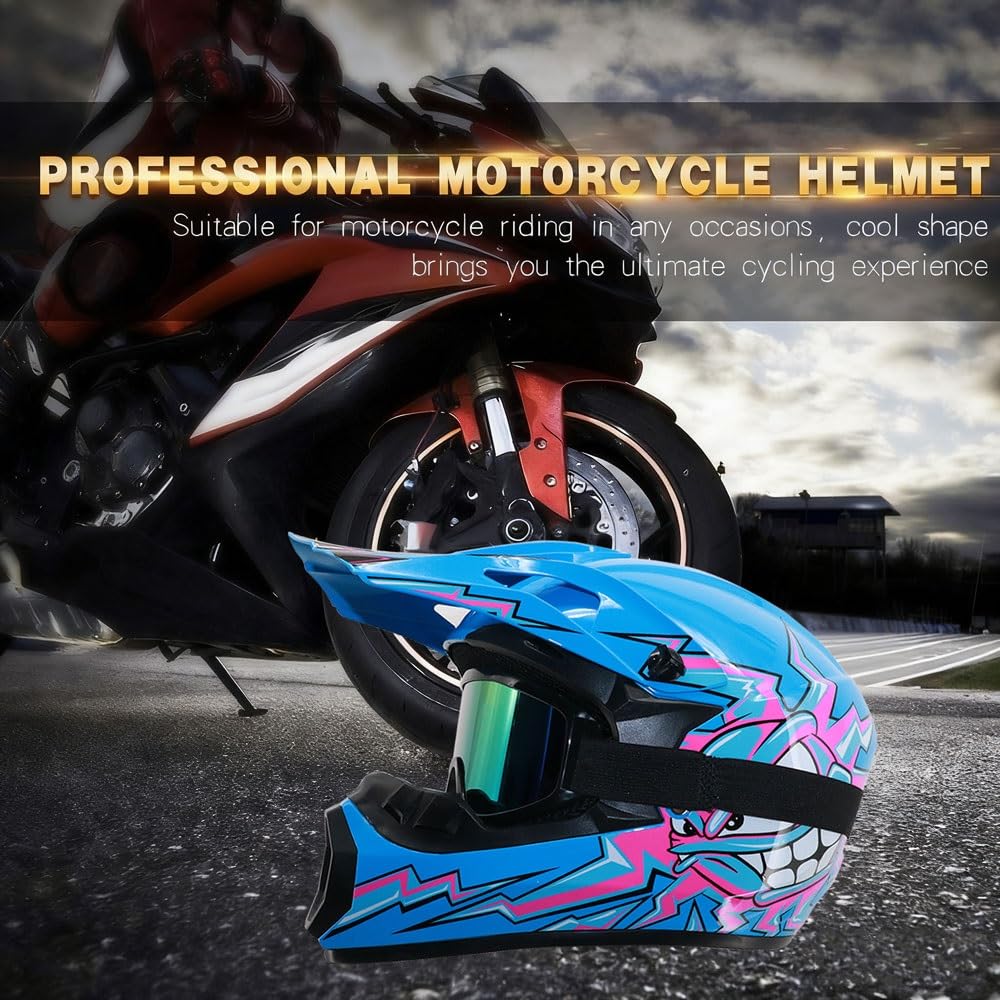 Casco da Moto Fuoristrada Per Bambini, Omologato DOT, Casco da Motocross Per Ragazzi, Casco Per Bici Bmx Mx Atv, Per Ragazzi E Ragazze