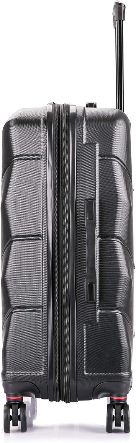 review DUKAP Zonix 26 Inch Medium Lightweight Hardside Luggage with Spinner Wheel, Travel Suitcase with Ergonomic GEL Handle, Black