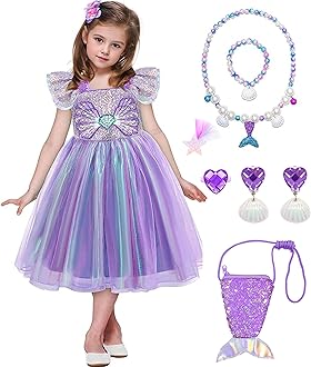 VORLITS Little Girls Mermaid Costume Dress for Girls Princess Costume Dressed...