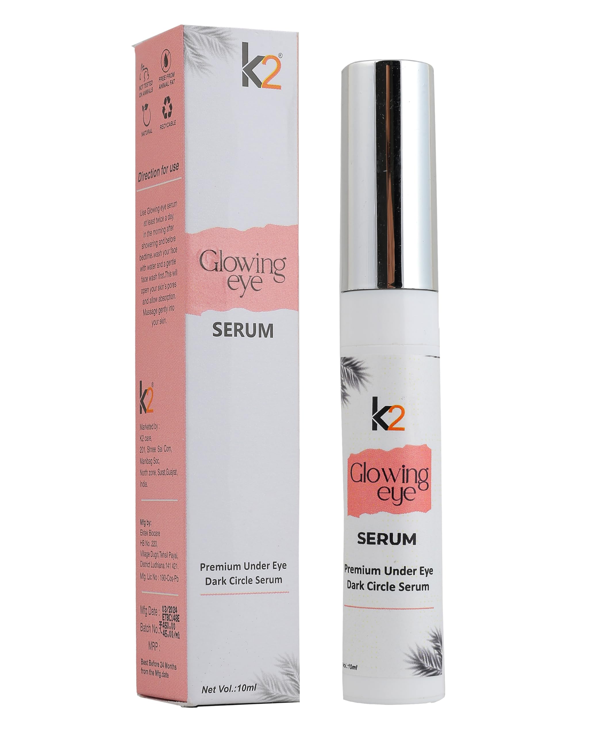 K2 Glowing Eye Under Eye Serum roller Reduces Dark Circles, Wrinkles & Fine Lines & Puffiness | For Women & Men, 10 ml, Vitamins A, B3, B5, C, E, K, Glutathione, Cucumber Extract, Green Tea Extract.-image-15