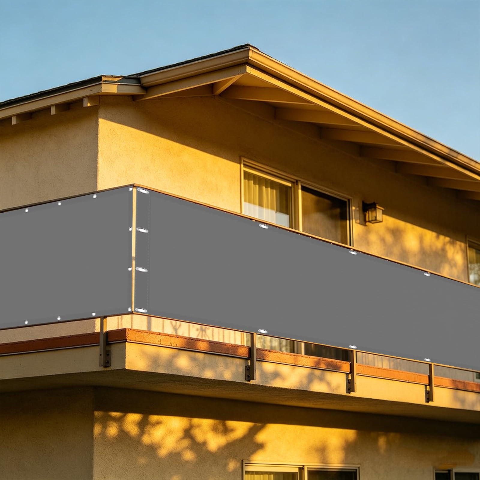 Brise vue balcon résistant aux intempéries cache vue extérieur anti UV gris