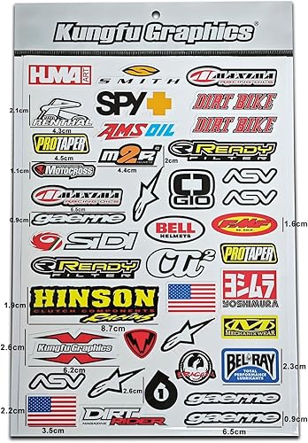 Kungfu Graphics - Lámina universal de calcomanías de carreras con logos de patrocinador, micro, 7.2 x 10.2 pulgadas, blanco, MSS (7)