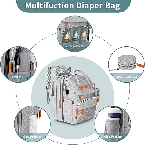 Miniatura 4 de Mochila para pañales, bolsa de pañales grande, bolsa de pañales multifuncional, bolsas de pañales..
