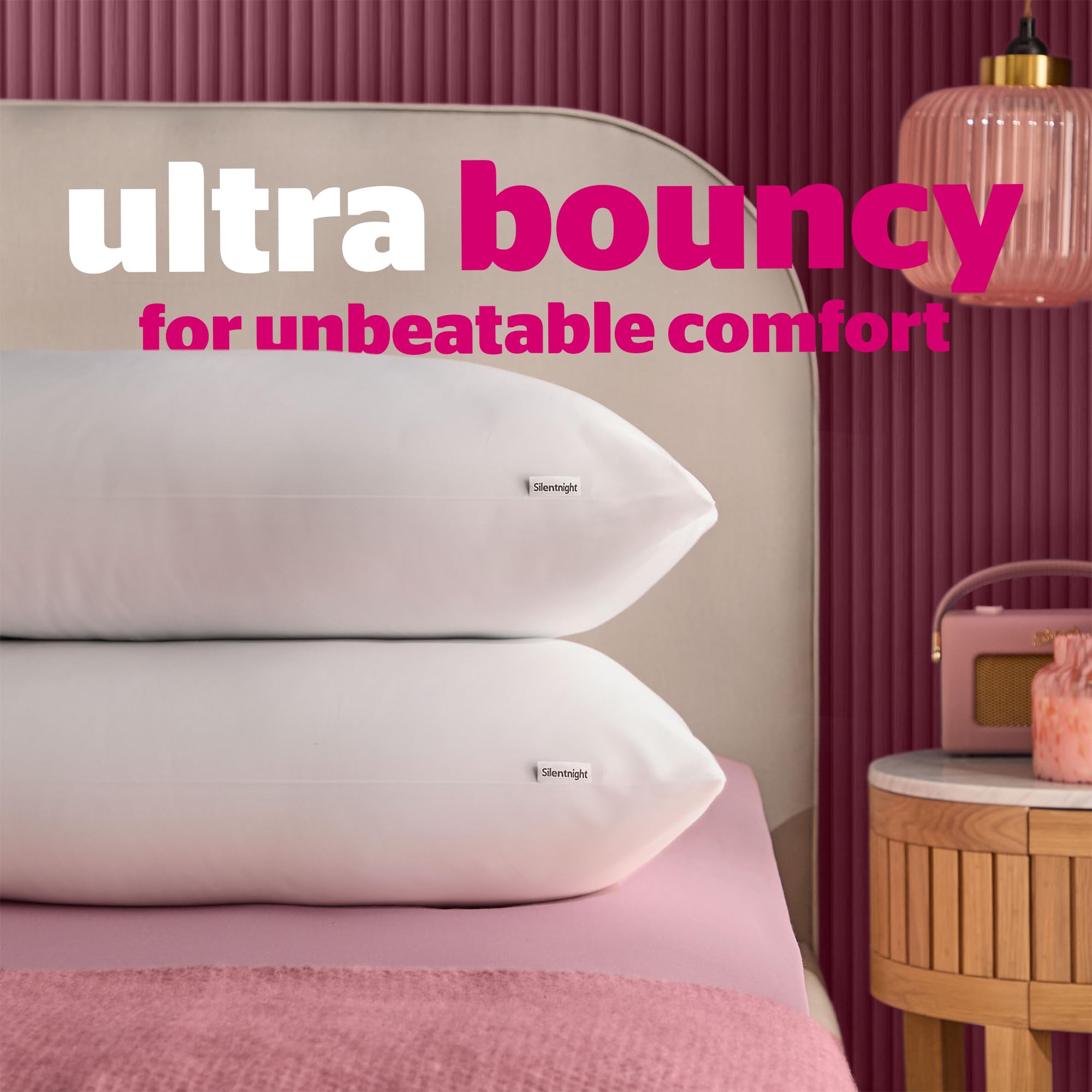 Silentnight Ultrabounce Poduszki do spania na brzuchu, plecach i na boku, miękkie, średnie podparcie, wygodne poduszki do spania na brzuchu, plecach i na boku, 2 sztuki, 2 sztuki
