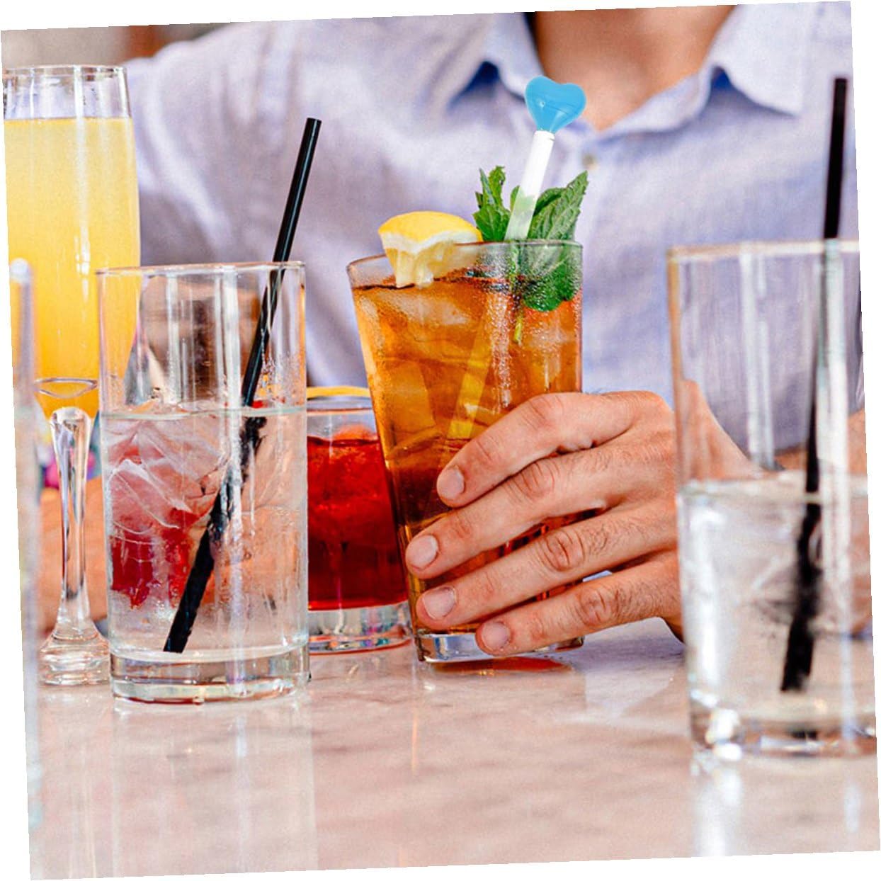 8pcs Heart Shaped Glass Swizzle Sticks for Drinks and Cocktails