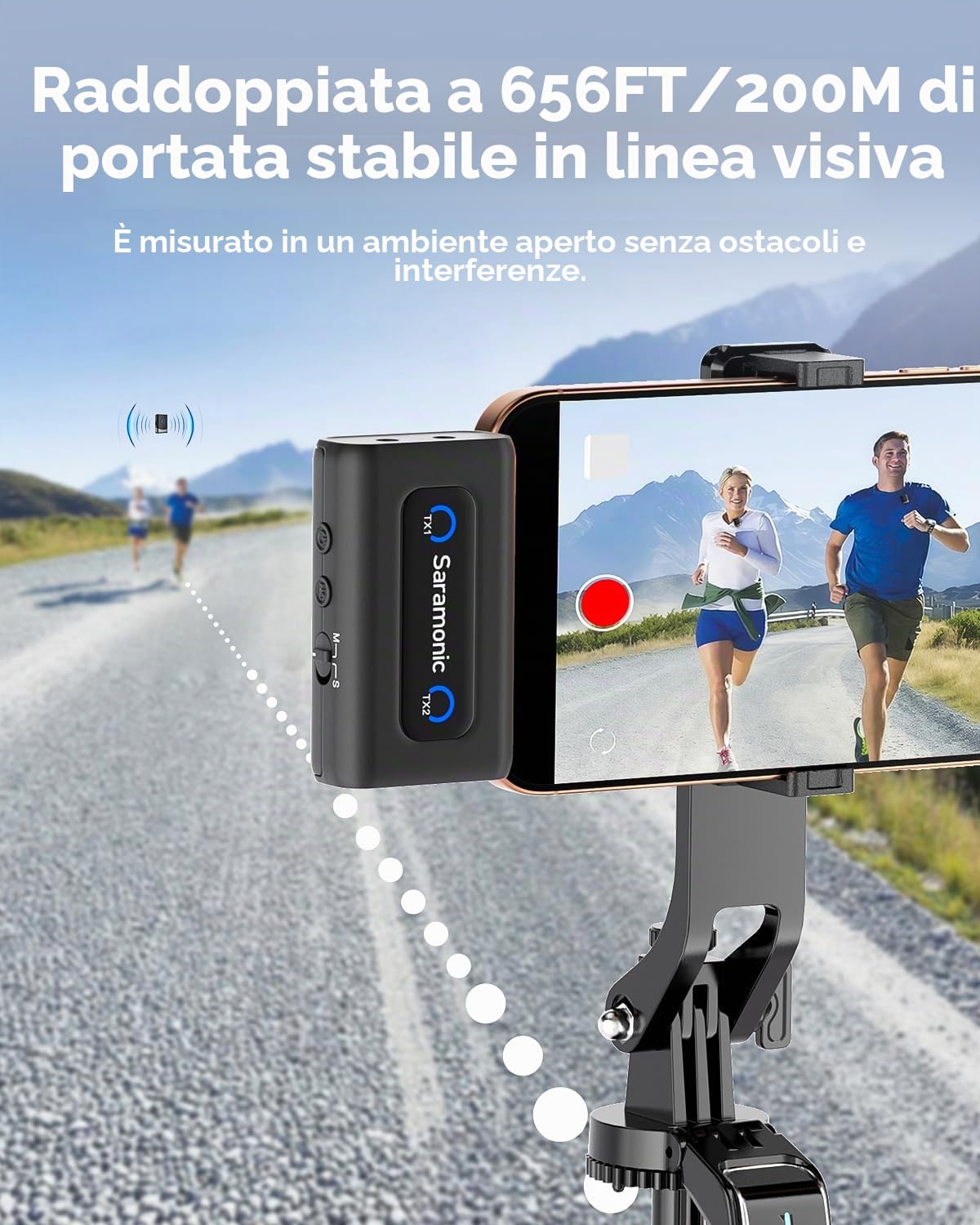 Saramonic Mix microfono Lavalier wireless 200 m, microfono Lightning USB-C per iPhone 7-17 serie, Android, fotocamera, microfono a scatto per Vlogging, Streaming, YouTube