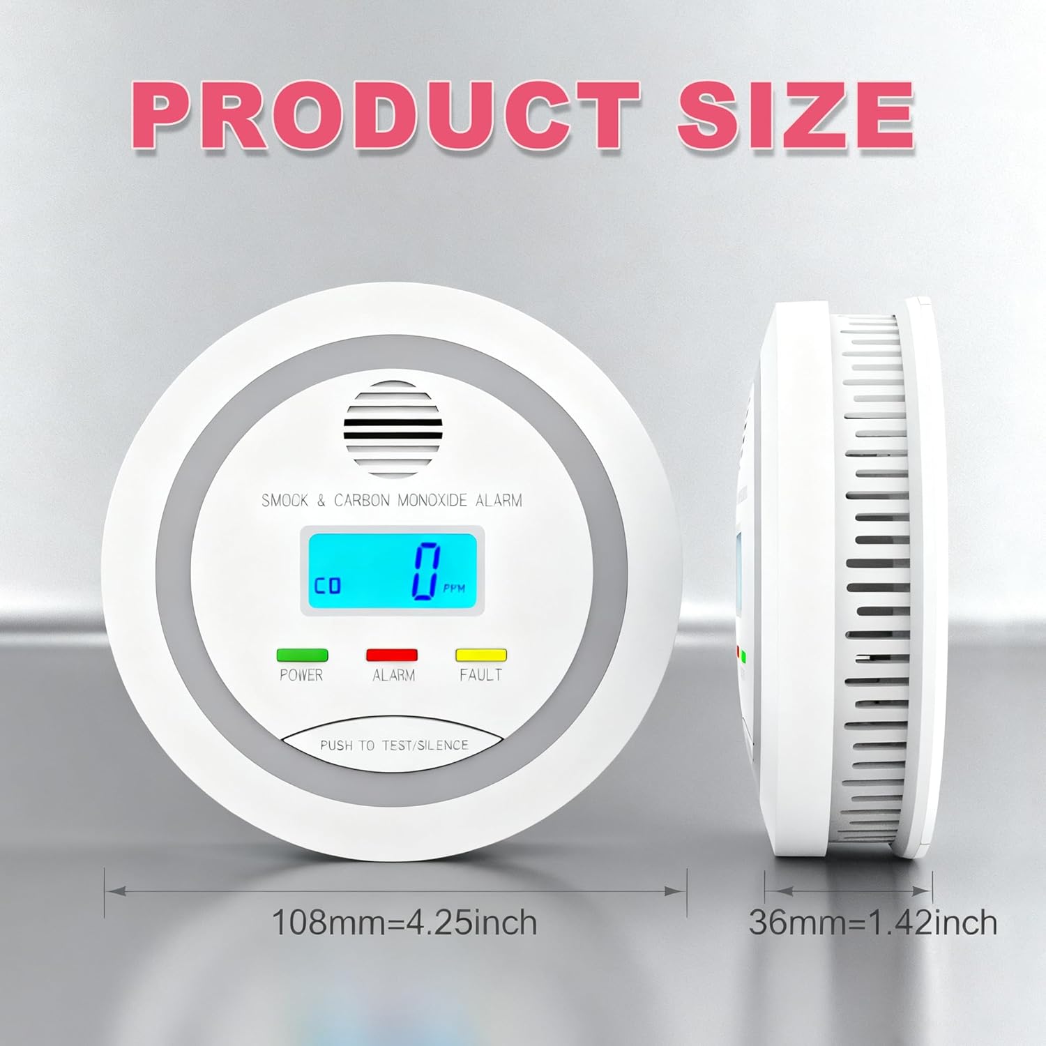 3 Packs Smoke and Carbon Monoxide Detector, 2-in-1 Combo Alarm, Battery Operated Smoke Detector & CO Alarm with LCD Display, Dual Sensor Smoke Alarm &CO Sensor, Easy to Install,85db Sound - Image 7