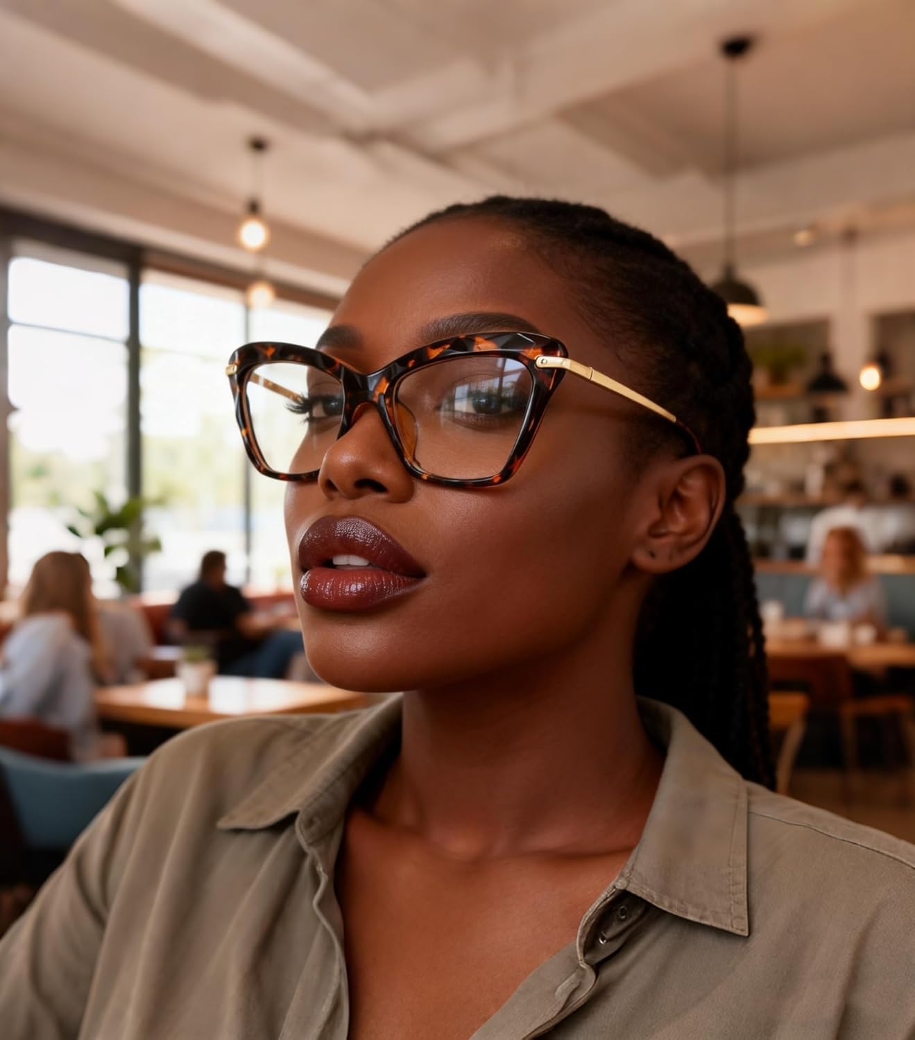 FEISEDY Crystal Cat Eye Reading Glasses Blue Light Blocking Reader Anti Eyestrain Glasses B2596 Leopard 2.5x - Image 2