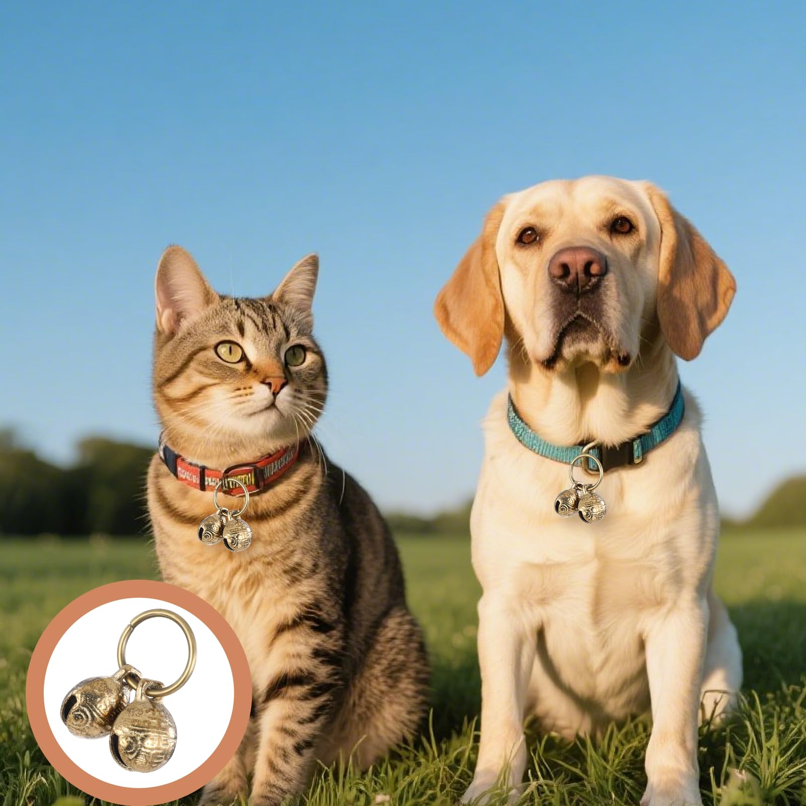 4 Stück Hundeglocke Katzenglocke, Extra Laute Katzen Hundeglocken Messing Haustier Tracker Glocken Halsbandglocke Anti-Verlust-Training Haustier-Anhänger-Zubehör Glocken für kleine Hunde und Katzen