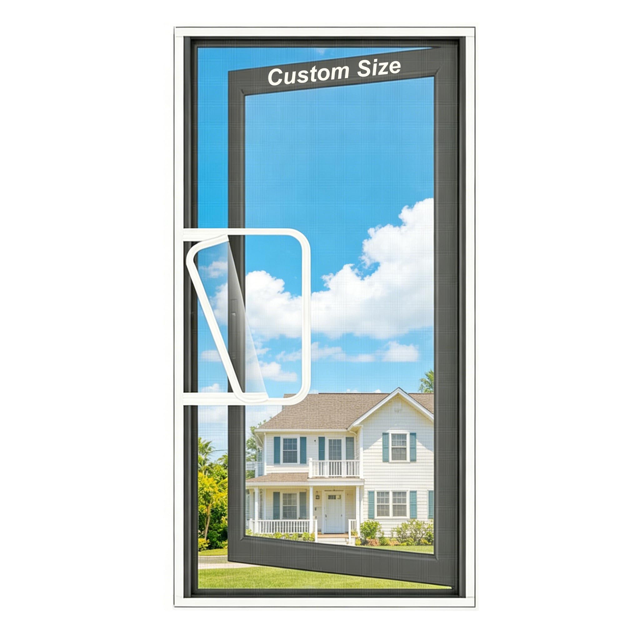 Fly Screens for Windows, Fiberglass Insect Mesh Fly Mosquito Net to Keep Bugs Out, Cat Window Protection, Self-Adhesive Netting with Zipper