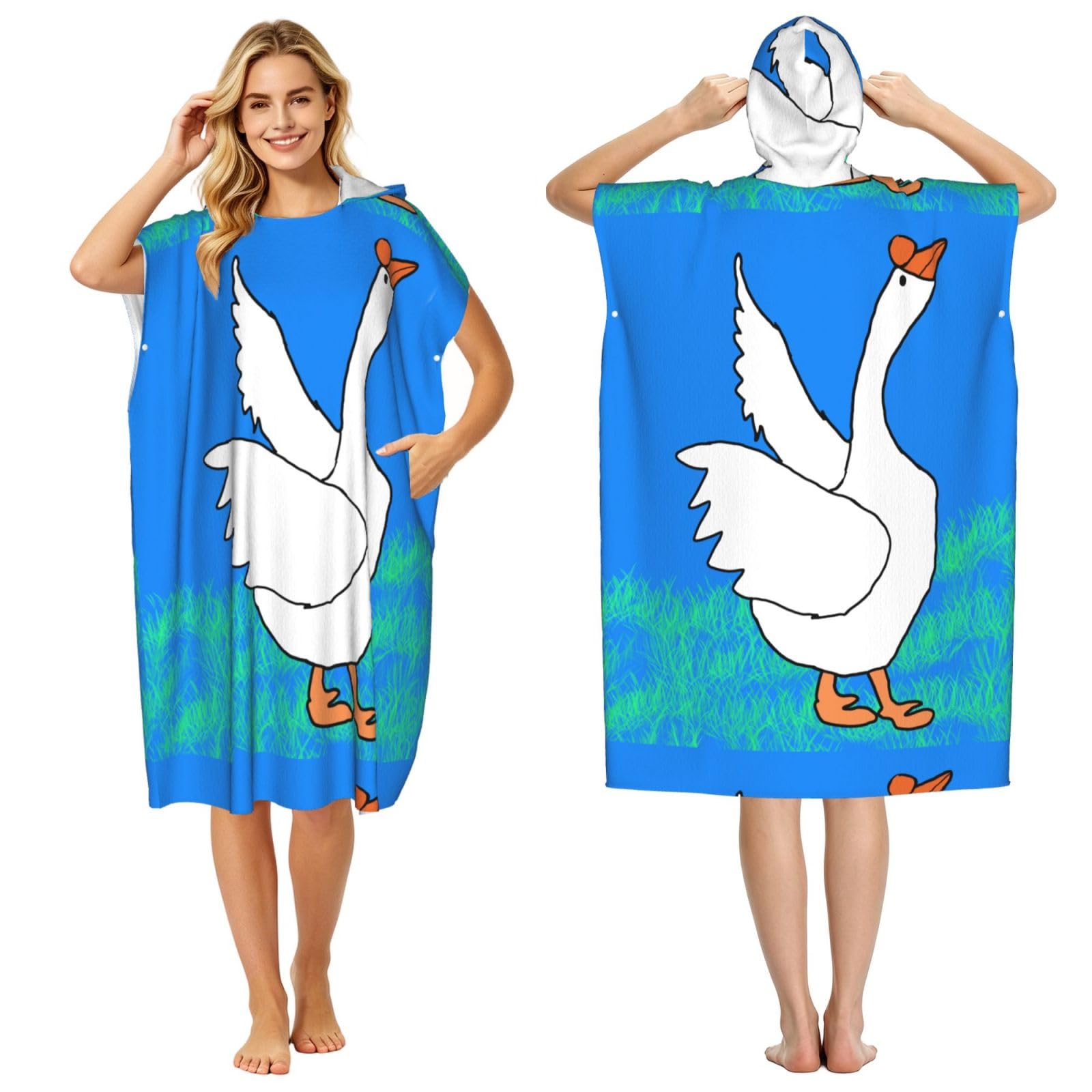 WSSYYBFwhite goose spread its wings Adult hooded beach towel Oversized with Hood for Absorbent Quick Dry