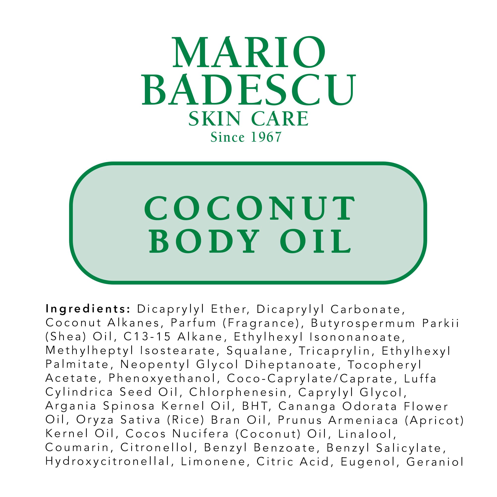 Mario Badescu Coconut Body Oil Enriched with Coconut Oil & Shea Butter | Lightweight Skin Care for Hydrating and Moisturizing After Shower Massage