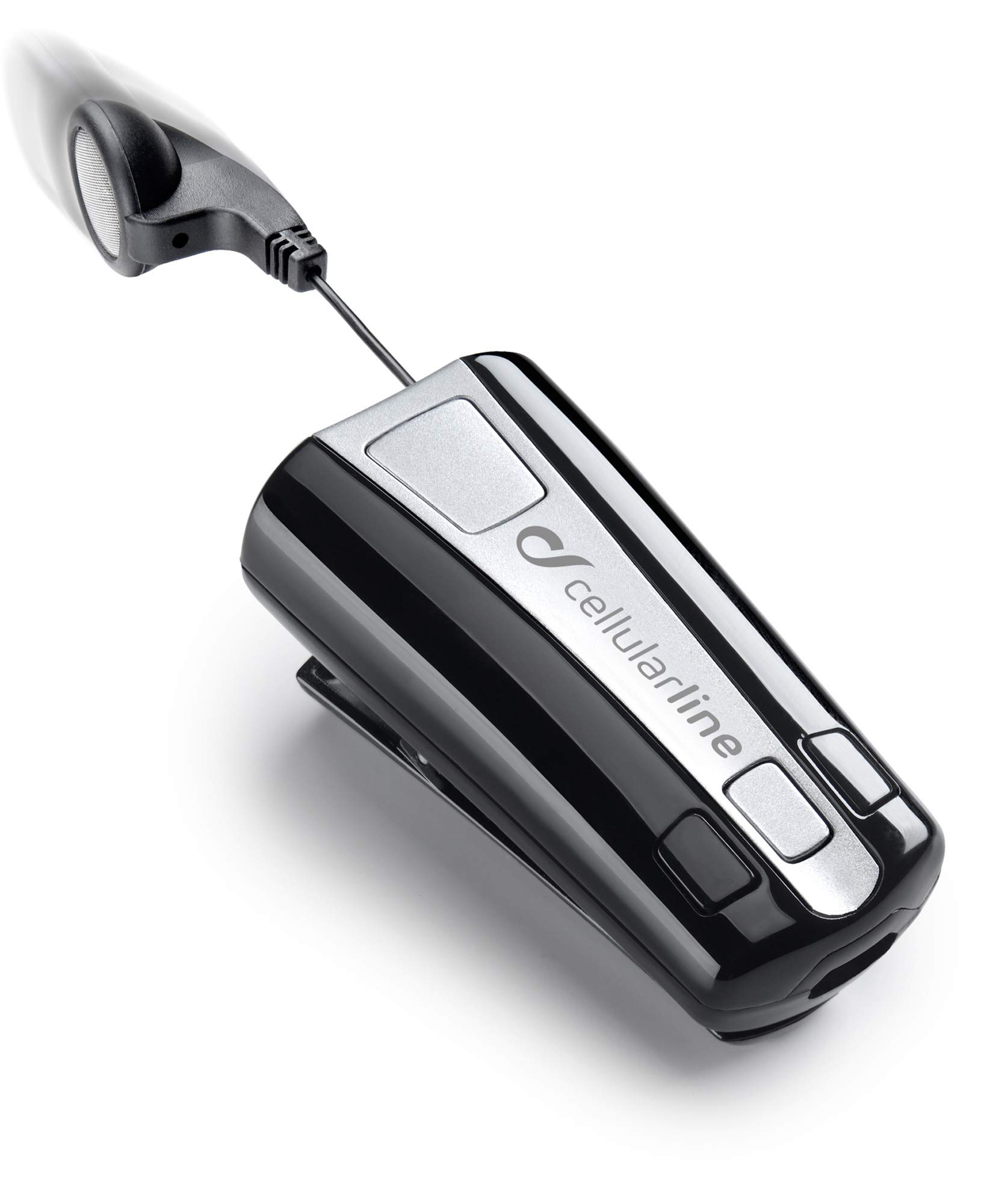 Cellularline BTCLIPARDP Aufrollbares Bluetooth-Headset mit Clip Akkulaufzeit 7 Std.