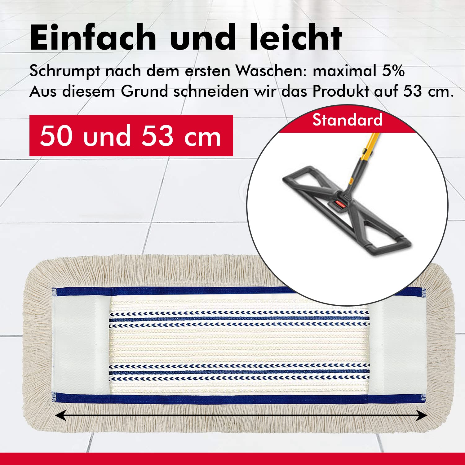 100 Stck 50 cm Baumwoll mit Mikrofasern Wischmop Taschen aus Polyester Ersatz für Mop Klapphalter Wischmoppbezug für Versiegelung Reinigung von Bodenbeläge wie Laminat Dielen