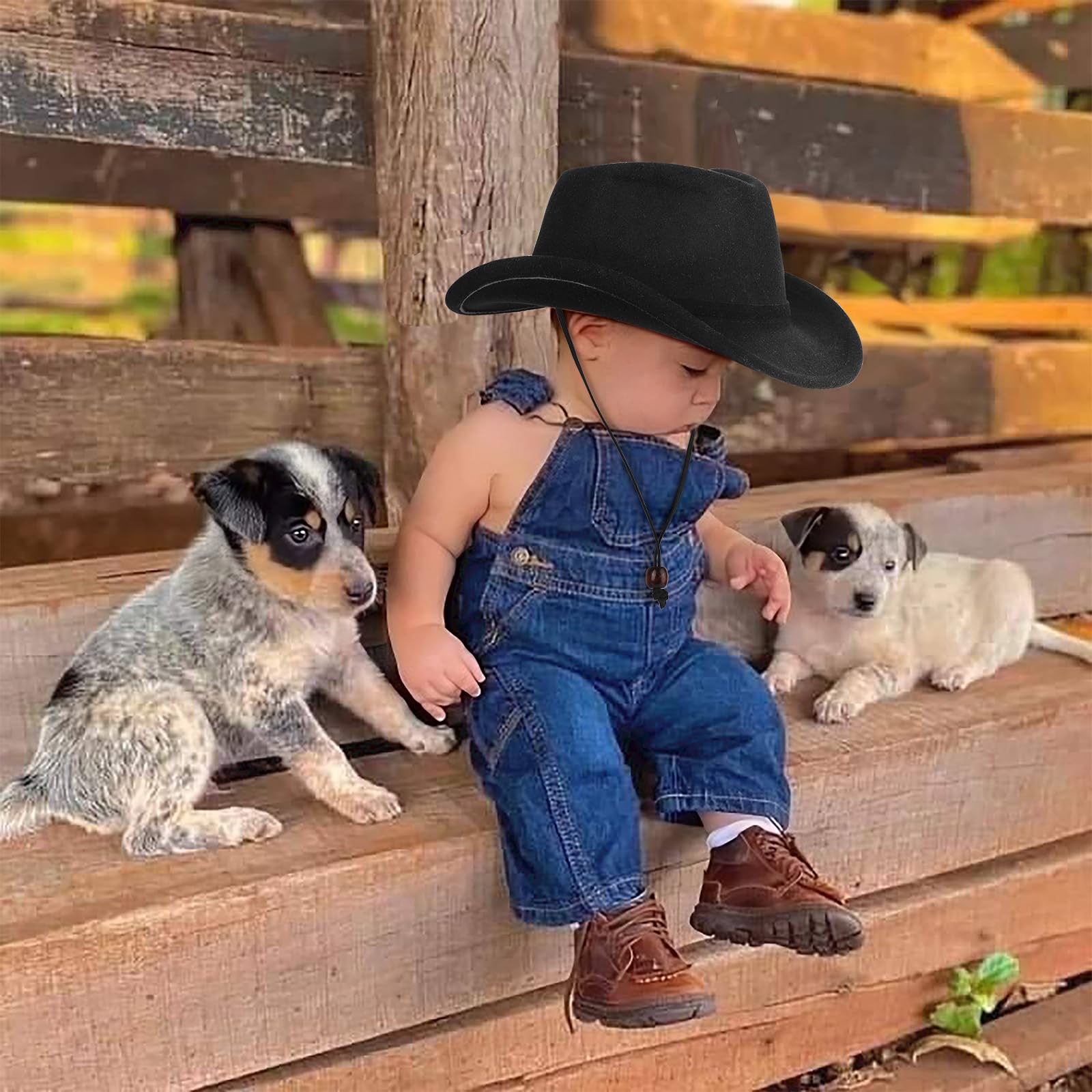 Cappello da Cowboy DRESHOW per Bambini 3-8 Anni Fedora Occidentale con Cordino a Vento