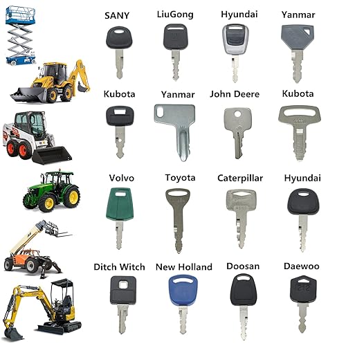 Miniatura 4 de (72) Heavy Equipment Key Set Compatible with John Deere Case Caterpillar Komatsu JCB Wacker Neuson Kubota Bobcat JLG Genie Volvo Kobelco Doosan