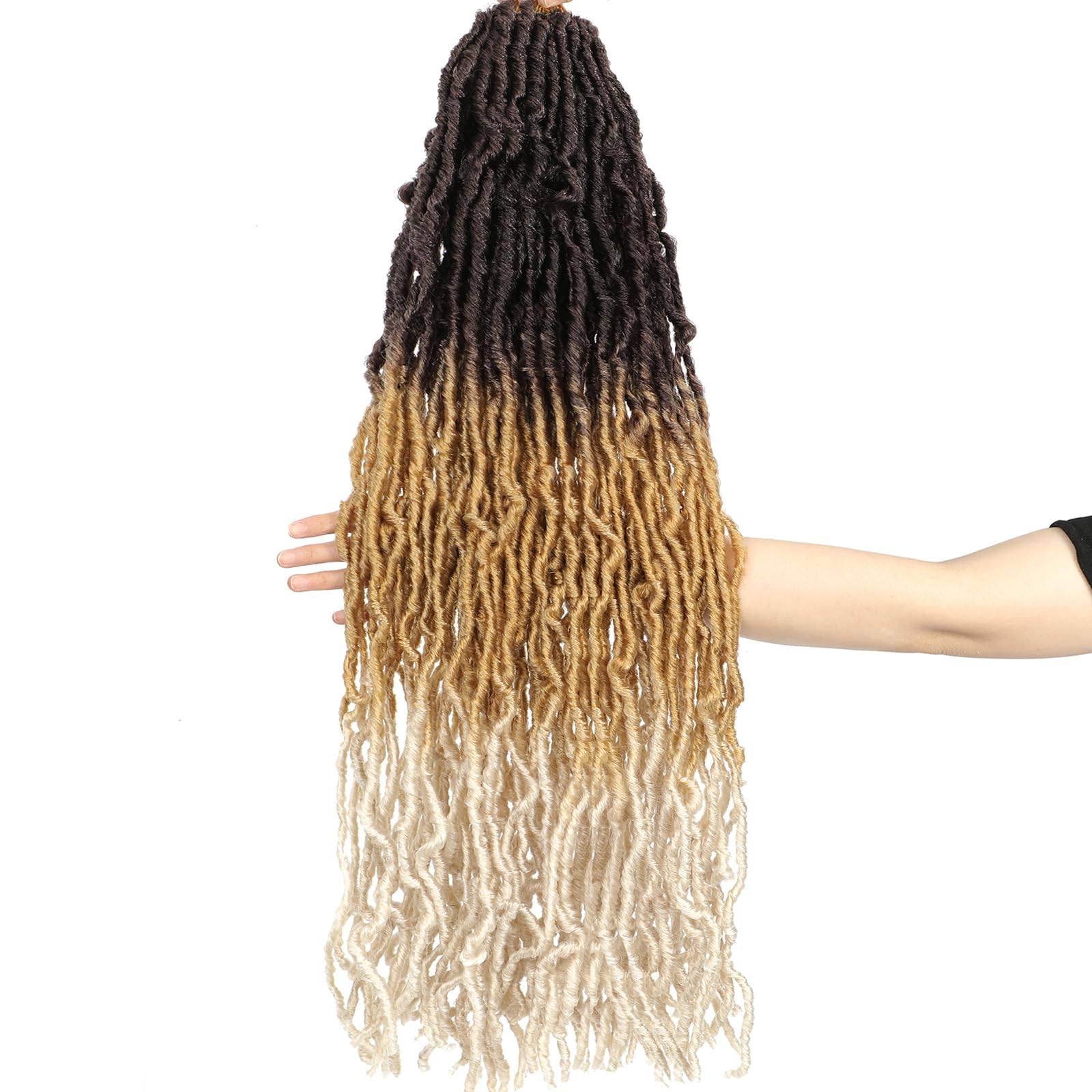 Faux Locs Crochet Hair Ombre Soft Locs 30 Inch 7 Packs Long Crochet Locs Blonde Locs Pre looped Synthetic Hair Extensions (30 Inch (Pack of 7), 4/27/