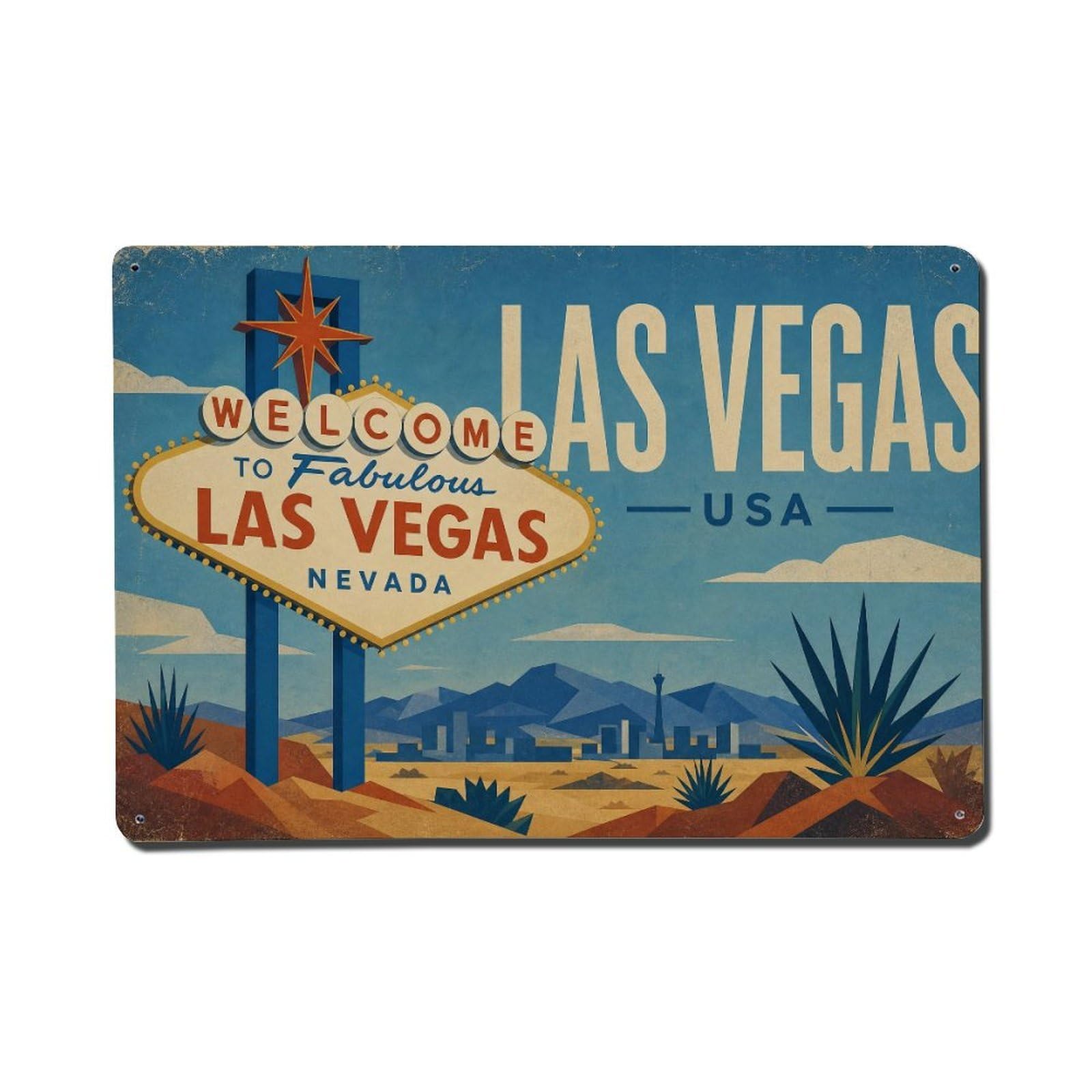 Retro Travel USA Las Vegas Metal Tin Sign