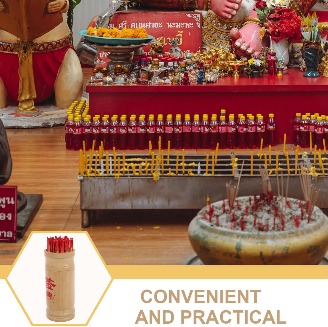 ibasenice Bamboo Divination Bucket with 64 Chinese Fortune Sticks Traditional Fortune Telling Prop for Luck and Blessings Temple Game Piece 6.69 in Desktop Ornament