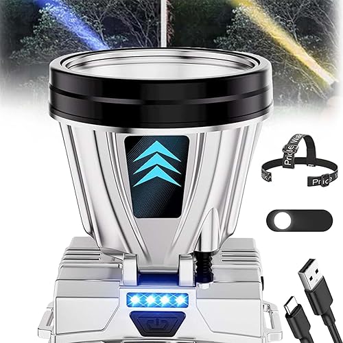 Linterna frontal recargable súper brillante de alta potencia, lámpara LED recargable, lámpara de cabeza LED recargable súper brillante, impermeable