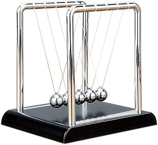 Newtons Cradle Balance Pendulum Balls, Swinging Kinetic Balls with Black Base, Science Physics Educational Learning Tool, Office Home Creative Decoration, Stress Relief Fidget Desk Toy (Medium)