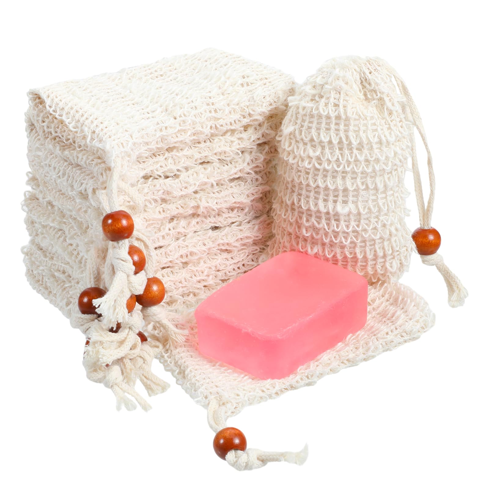 cobee 50 Pcs Soap Saver Bags, Mesh Exfoliating Bar Soap Pouch Sisal Soap Saver Drawstring Soap Holder Plastic-Free for Shower Soap Foaming and Drying