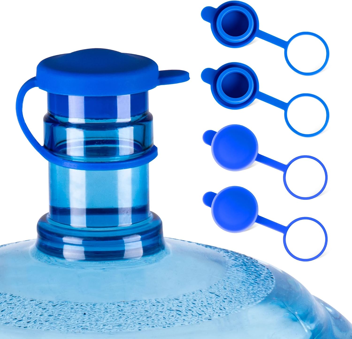 Tibeha 5-Gallon Water Bottle/Jug Caps Reusable - Durable Silicone No-Spill Jug Lid for 55mm Bottles (Pack of 4)