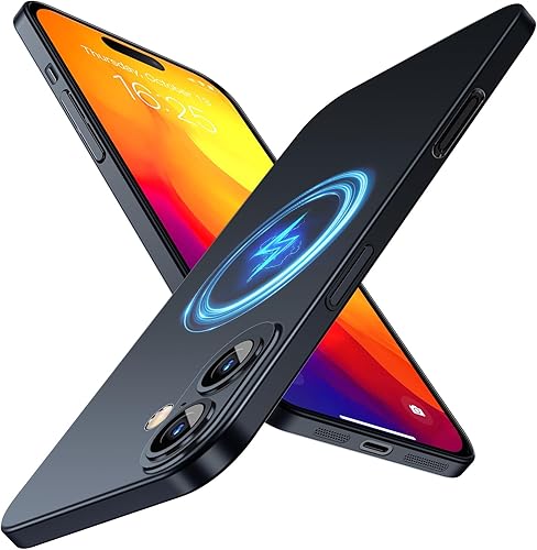 Purluct Funda magnética delgada diseñada para iPhone 14 Pro Max compatible con MagSafe, parte trasera dura de piel mate delgada antidedos Funda