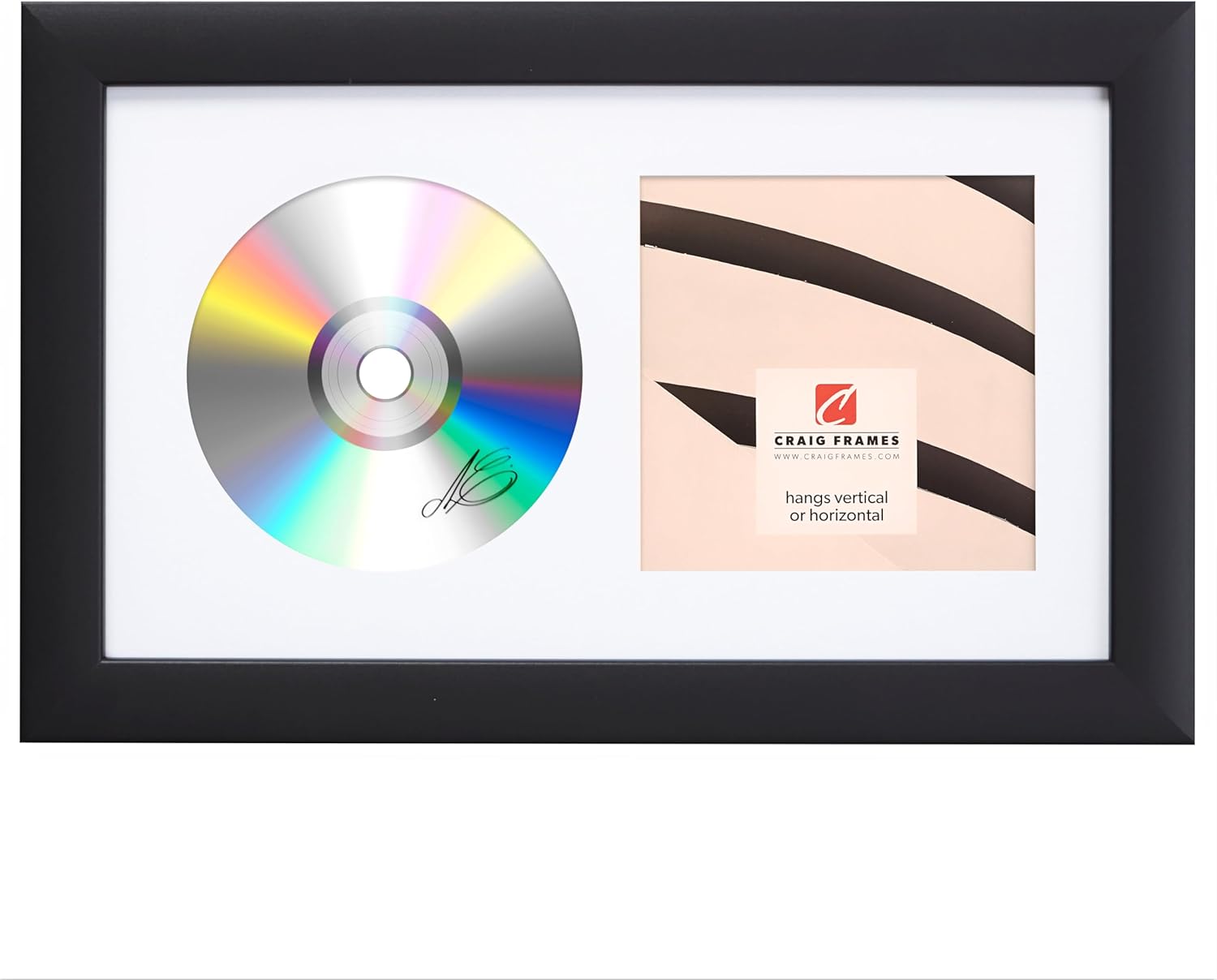 Craig Frames Classic 7x12 Black CD Display Frame with Glass Cover and Protective White Matting, Set of 2