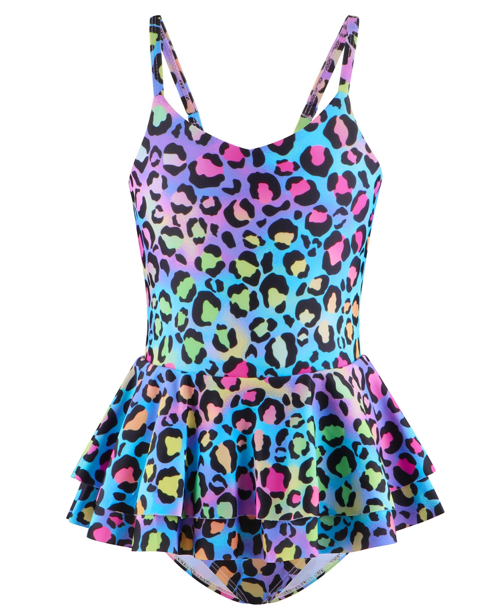SEAUR Traje de baño de 1 Pieza de la Muchacha del Cabestro de la impresión de Fishscale, Bikini sin Mangas de la Playa, Traje de baño de los niños, Ropa de Playa 4-12 años