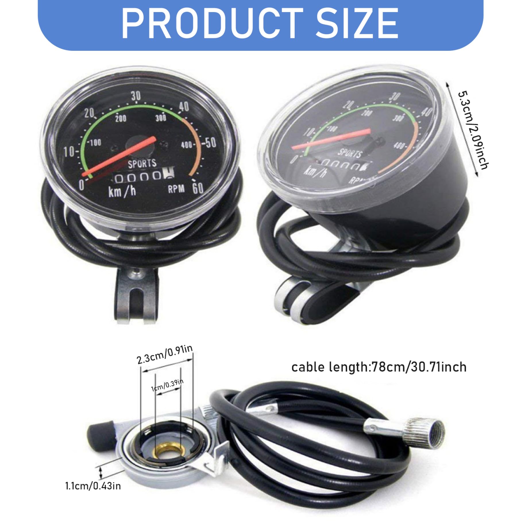 Bike Speedometer, Cycling Computer for 26-27.5 Inch Bikes, Classic Style & Clear for Outdoor