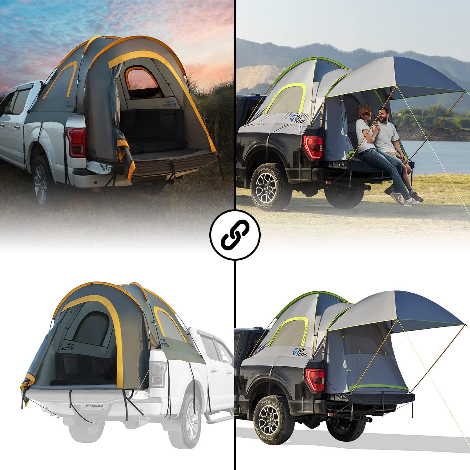 JoyTutus 5.5'6' Pickup Truck Tent + 5.5'6' Pickup Truck Tent with Removable Awning