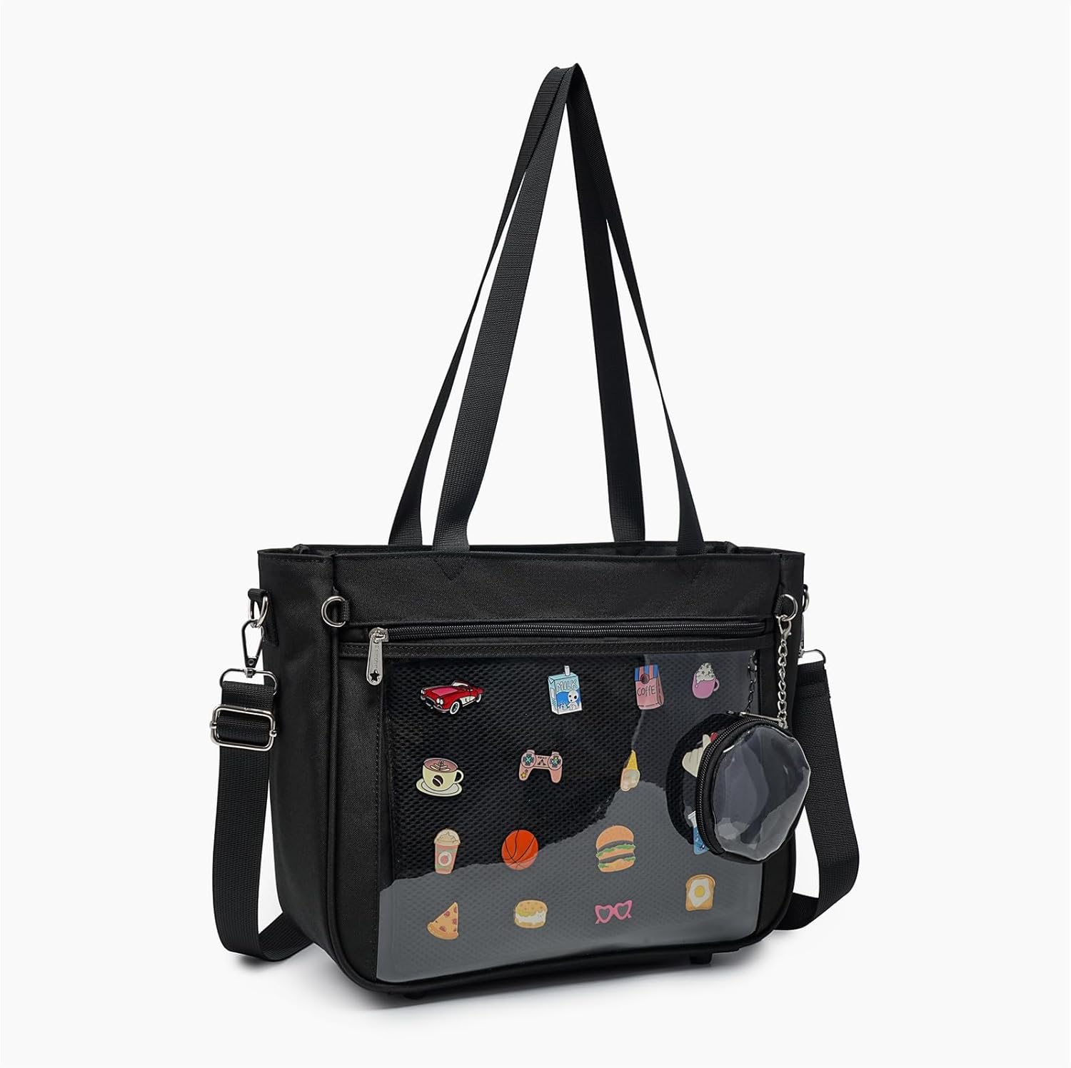 CHERRY SAUCE Tote bag Ita Bag Canvas Crossbody Shoulder Bag Backpack Kawaii Purses and Handbags with Pin Display - Image 2