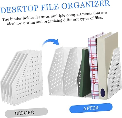 Miniatura 6 de Desk File Organizer with Multiple Compartments Collapsible Binder Holder and Magazine File for Office Use Material Space-saving Design for Home and