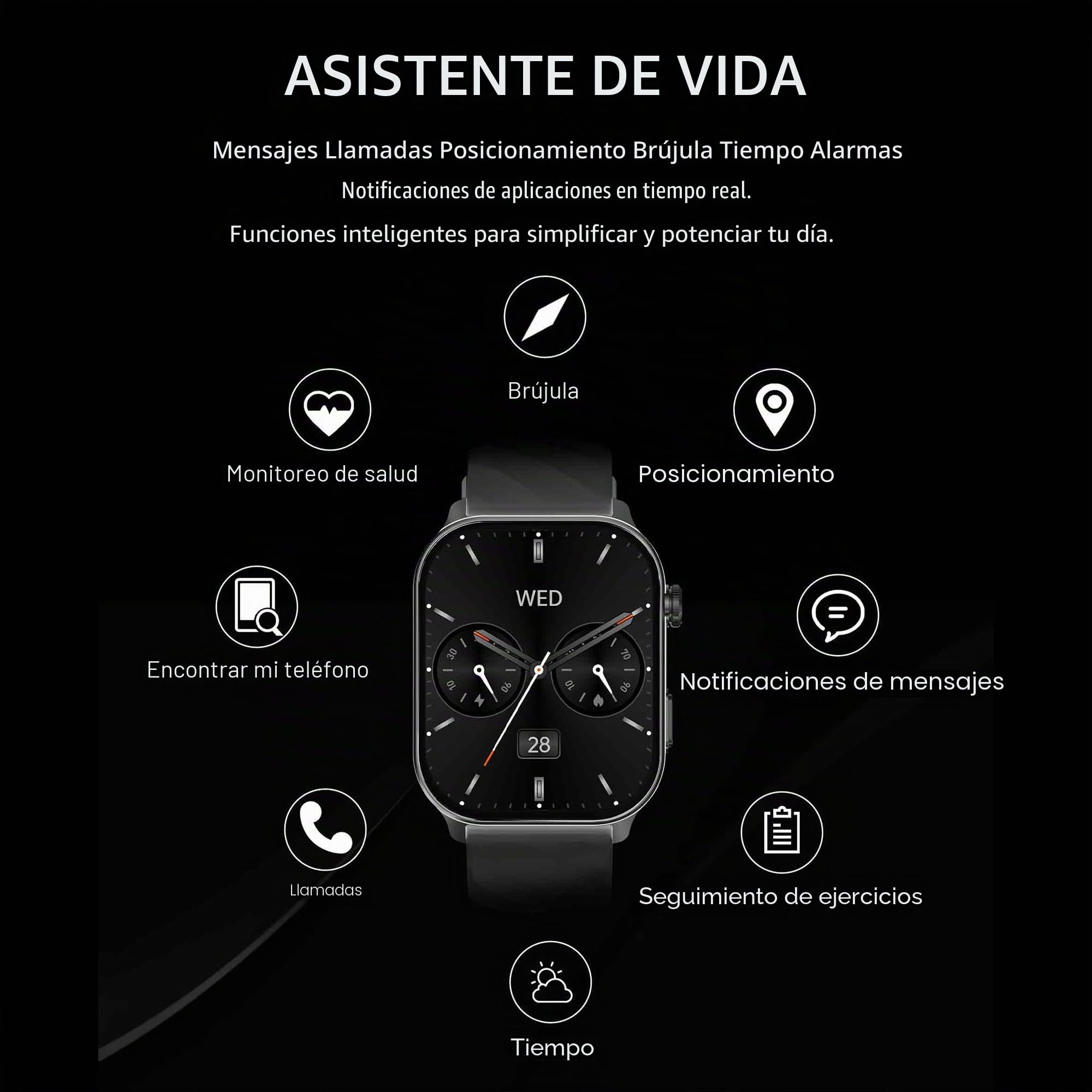 2,01" AMOLED Reloj Inteligente Mujer con Llamadas y Whatsapp, Smart Watch con 123 Modos Deportivos/SpO2/Sueño, Smart Watch 5ATM Impermeable Reloj Smartwatch Hombre para Android iOS (Plateado)
