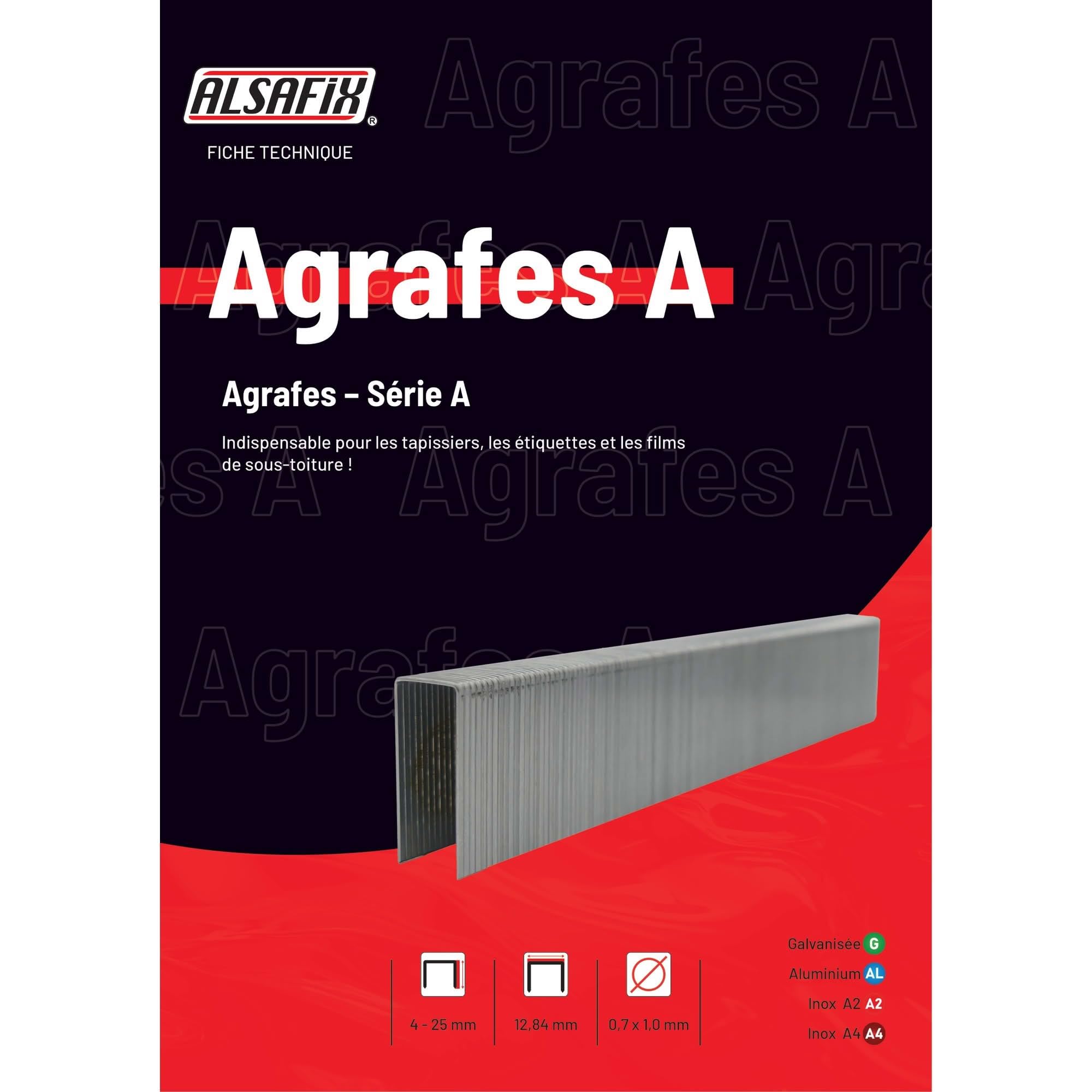 alsafix – 10 000 A-12 – Punti metallici zincati 12,84 X 12 X D. 0,7 x 1 mm – 6 A-121 – alsafix