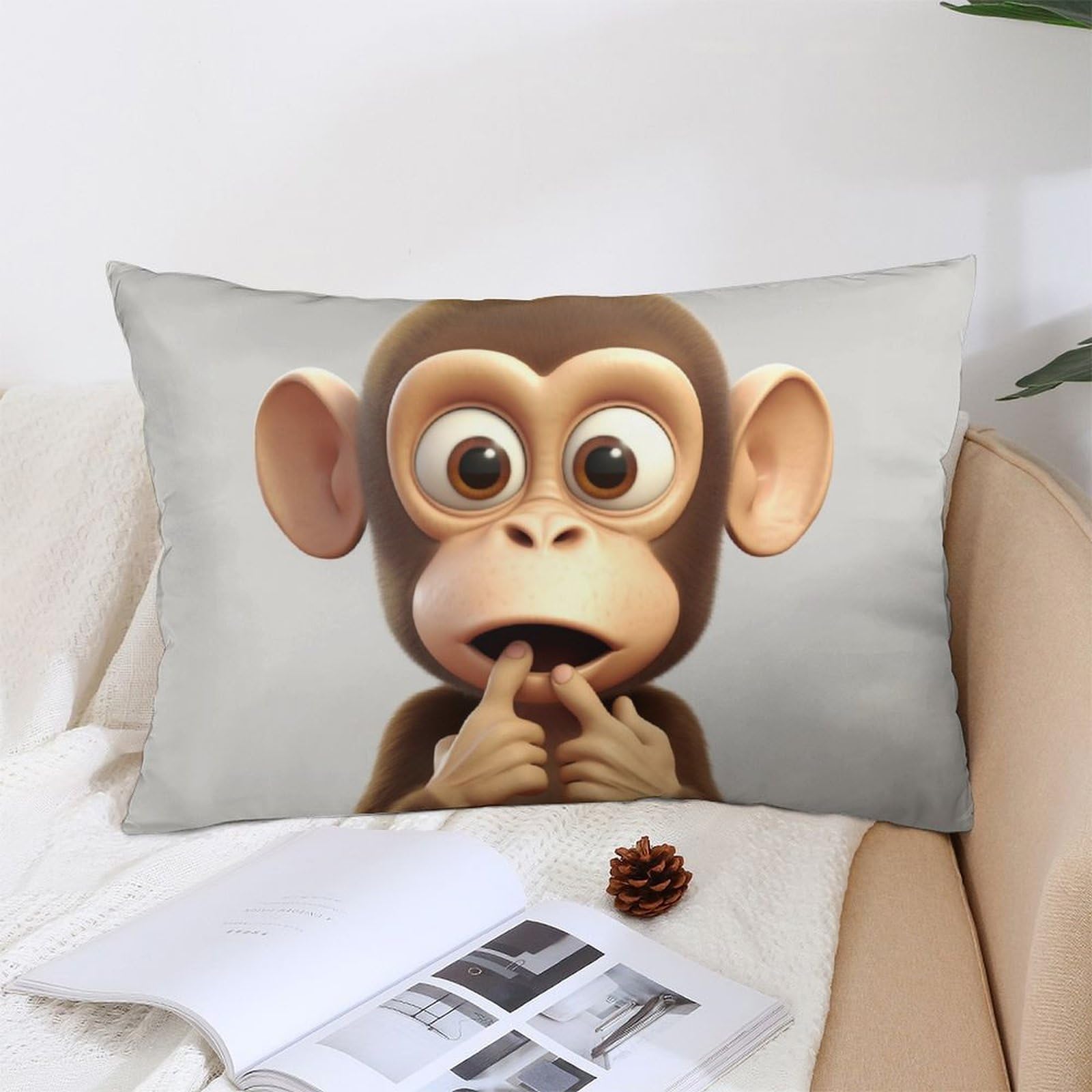 NTVOWPZO Decoration Throw Pillow Covers 12 "x20 Pillowcases Covers The Silent Monkey Soft Pillowcases Modern Farmhouse Home Decor Sofa Cushions Covers for Couch Bed Living Room