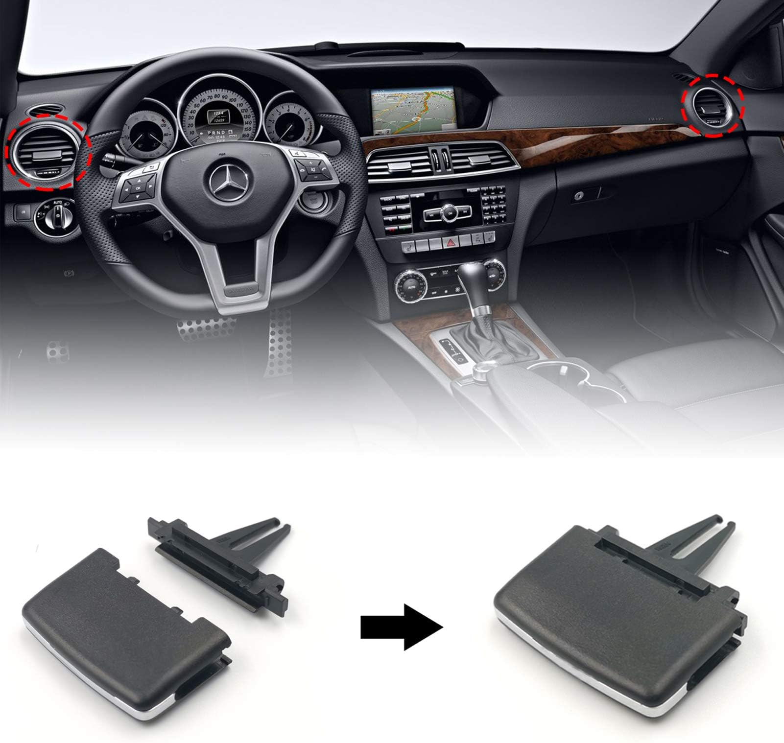Moonlinks Compatible with Mercedes Benz Front Left Right Air Vent Clips Tabs, Front Row Air Outlet Tabs Clip for W204 C 250 Sport C 300 Luxury 4Matic C 350 Sport C AMG 63/Coupe 2012-2014(Left & Right)