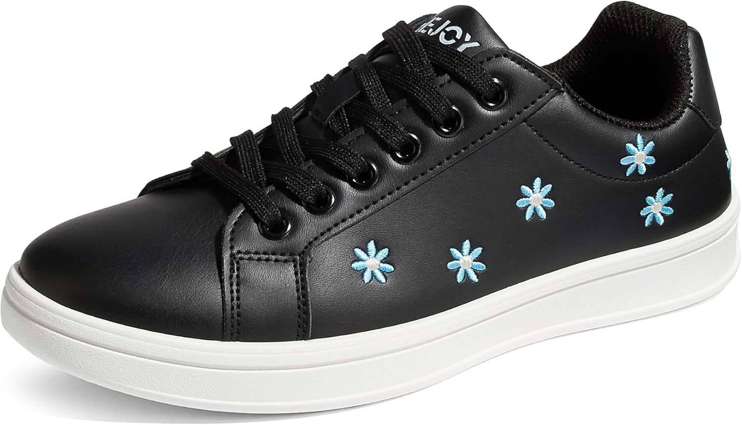 Women's Classic Fashion Sneakers Cute Retro Tennis Shoes Floral Embroidery Lace-Up & Anti-Slip Sole for Casual Comfort